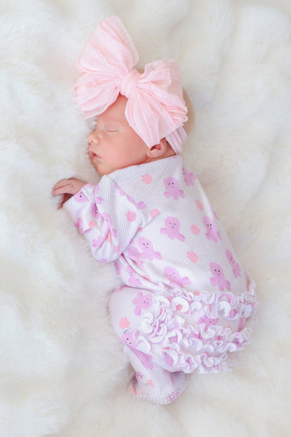 Bamboo Waffle Ruffle Zipper Footie | Sea Snuggles