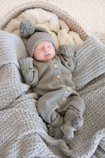 Knit Sweater Button Romper | Smoke