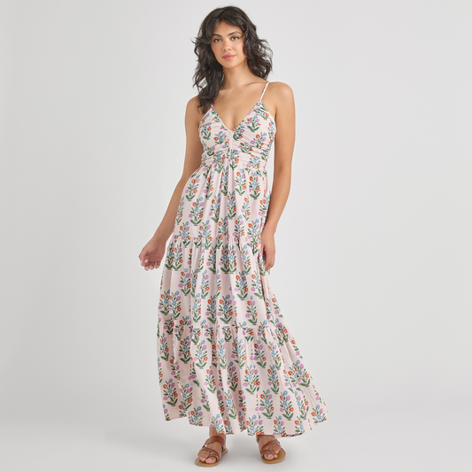 Womens Hope Dress - Pink Dewdrop Block Print