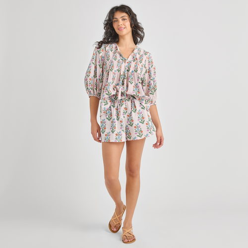 Womens Theodore Short - Pink Dewdrop Block Print