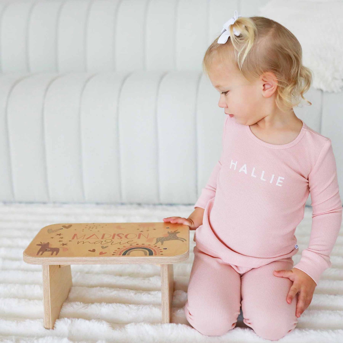Kids Personalized Step Stool | Unicorns & Rainbows