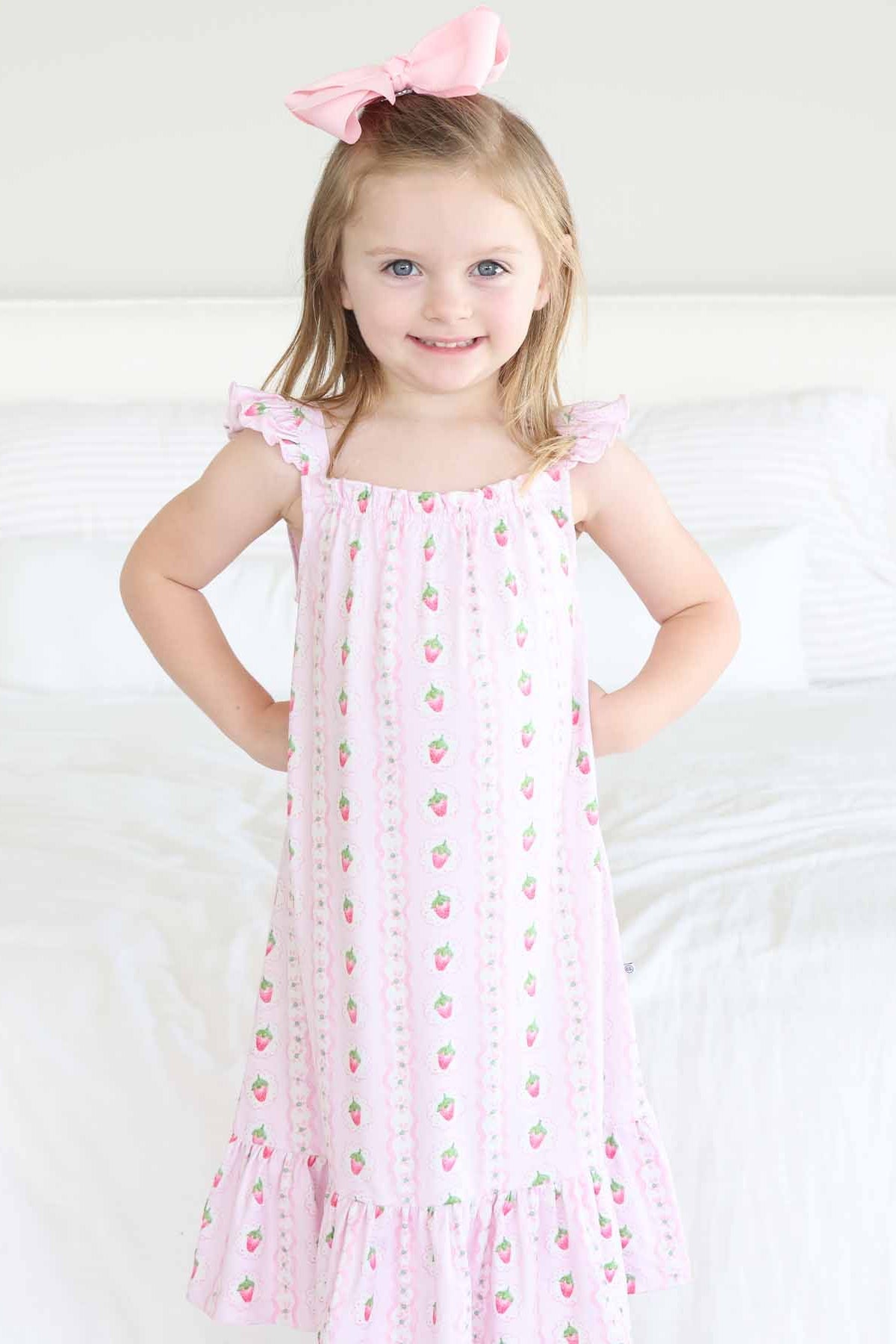 Girls' Full Length Ruffle Nightgown | Berry Sweet