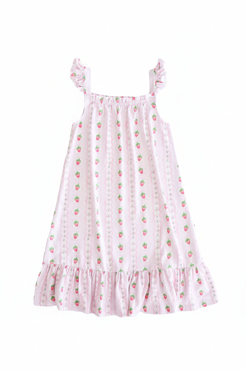 Girls' Full Length Ruffle Nightgown | Berry Sweet