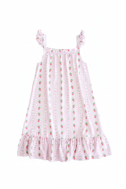 Girls' Full Length Ruffle Nightgown | Berry Sweet