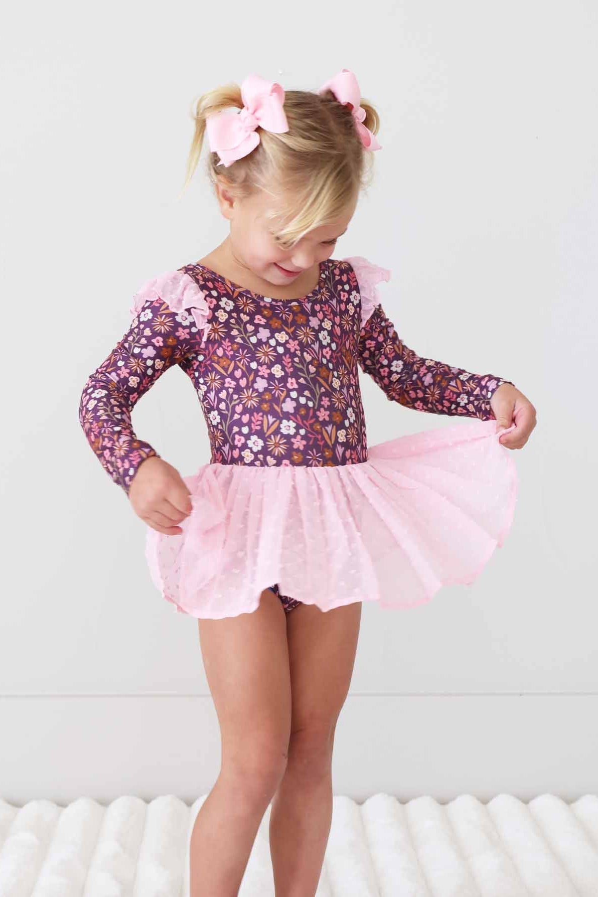 Long Sleeve Swiss Dot Leotard | Sugar Plum
