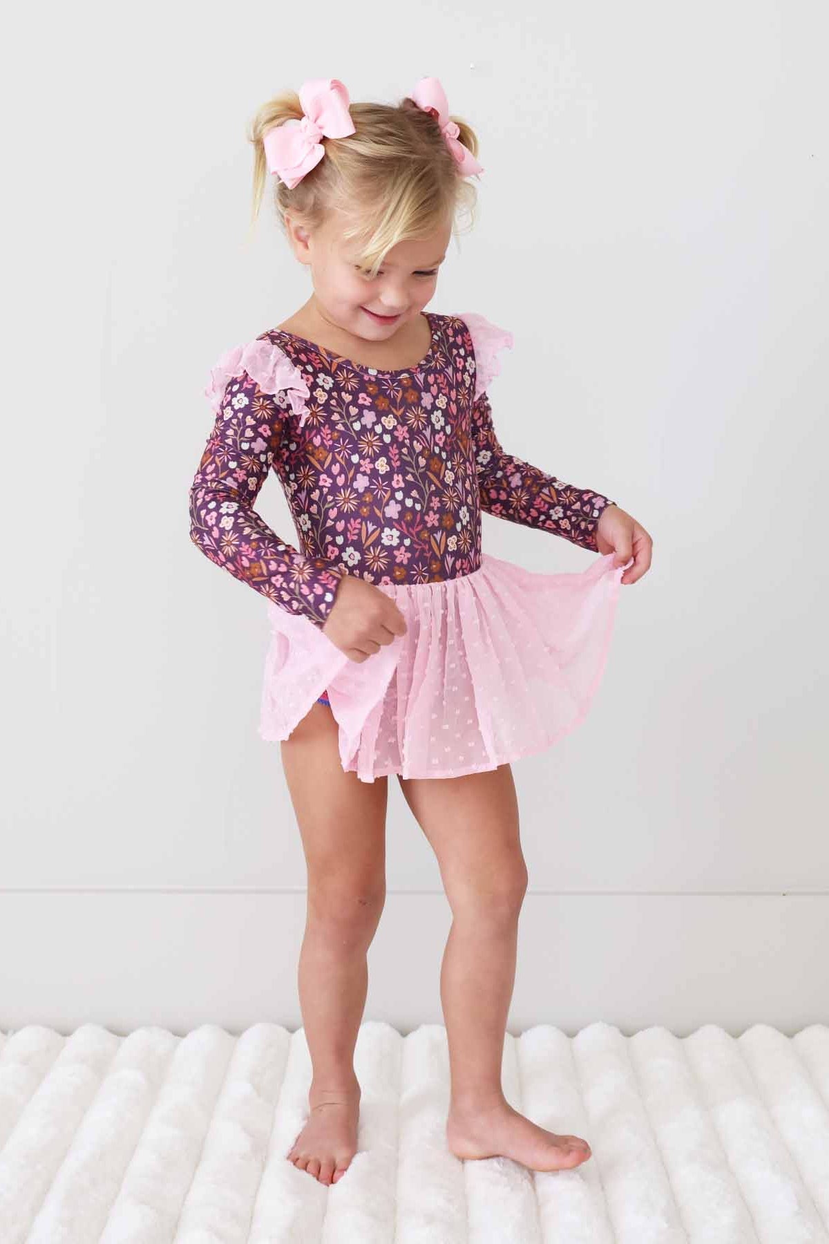 Long Sleeve Swiss Dot Leotard | Sugar Plum