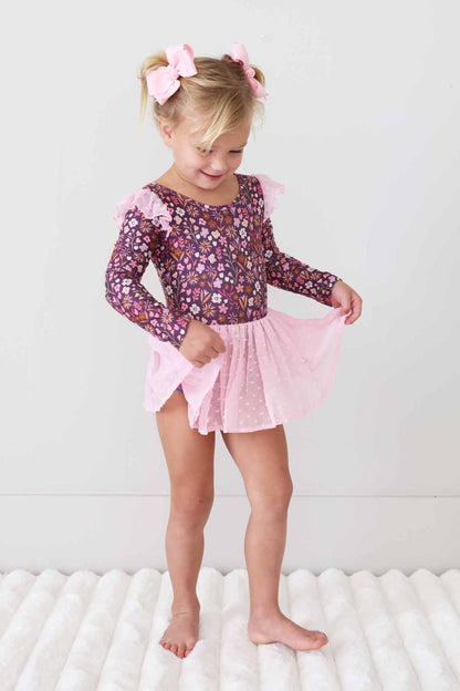 Long Sleeve Swiss Dot Leotard | Sugar Plum