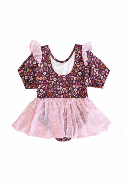 Long Sleeve Swiss Dot Leotard | Sugar Plum