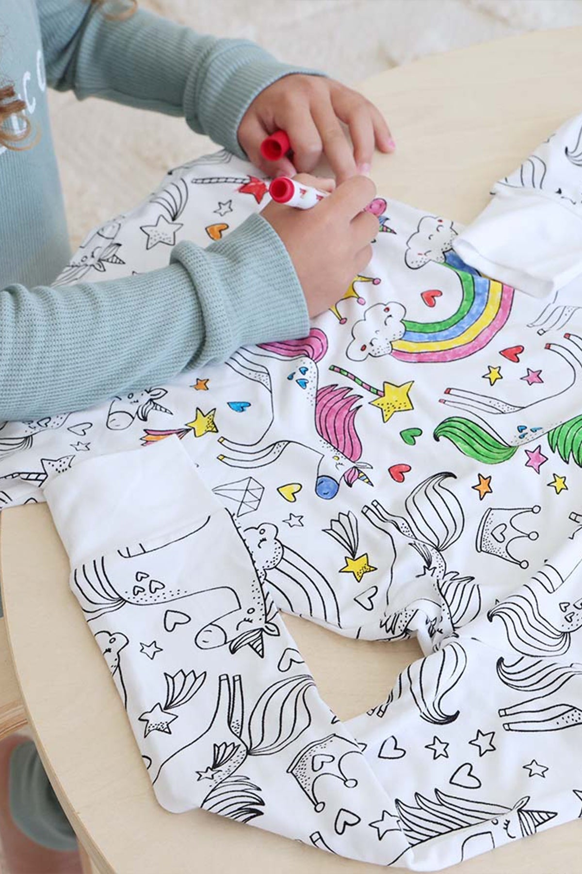 Colorable Two Piece Pajama Set | Enchanted Unicorns