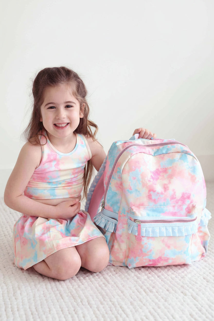 Kids Embroidered Ruffle Backpack | Candy Clouds