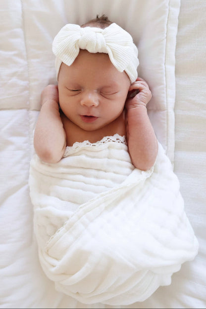 Bamboo Waffle Knit Large Bow Headwraps